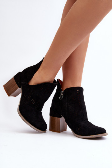 Bottines Niartima pour femme à éléments ajourés et talons en noir 2