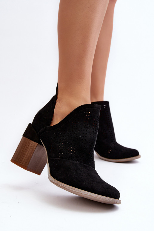 Bottines Niartima pour femme à éléments ajourés et talons en noir