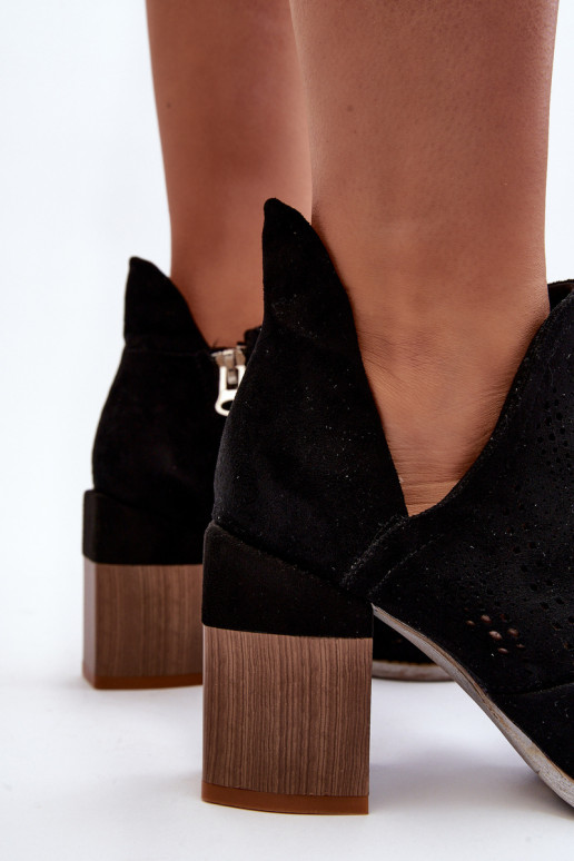 Bottines Niartima pour femme à éléments ajourés et talons en noir