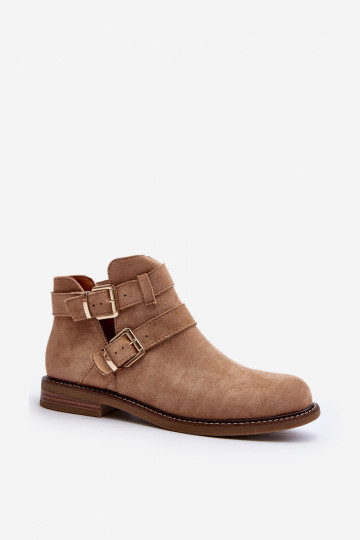 Bottines à talons larges à rayures beige Melviana
