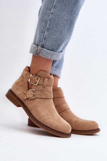 Bottines à talons larges à rayures beige Melviana 2
