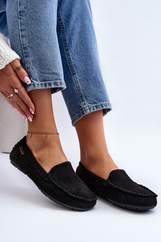 met opengewerkte elementen Mocassins zwarte kleur Rasirna