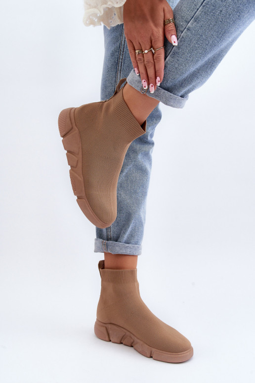 chaussures de sport à semelle type chaussette de couleur beige Zirila