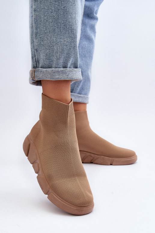 chaussures de sport à semelle type chaussette de couleur beige Zirila