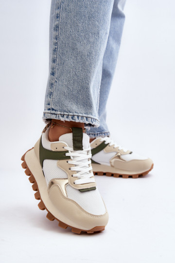 Sneakers Modell Schuhe Sportschuhe beige-grüne Farbe Ralita