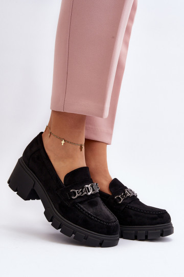 Mocassins met brede hak in de kleur zwart Eriella 2