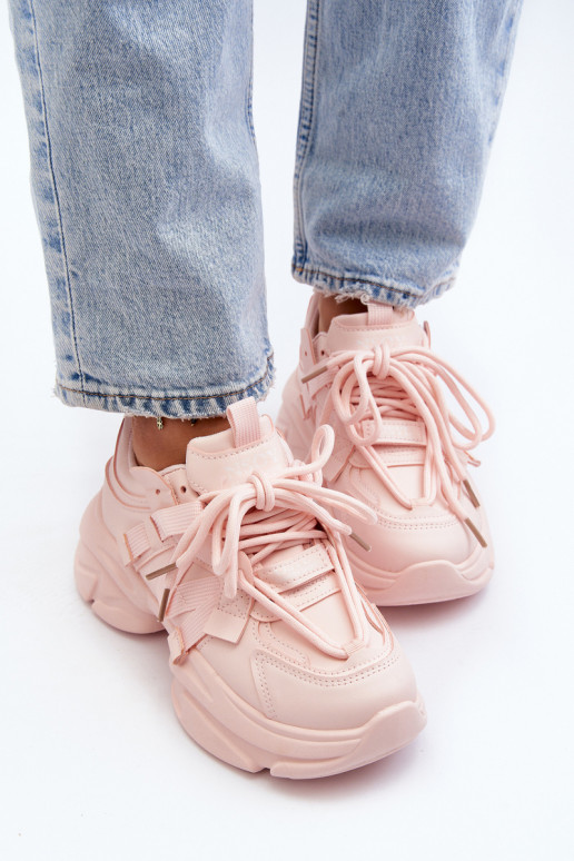 Sneakers model schoenen met modieuze massieve zolen in roze kleur Windamella