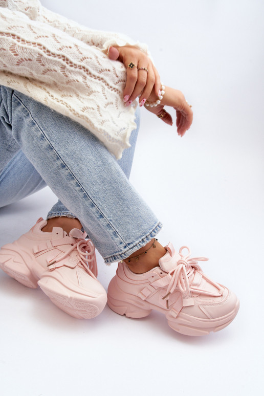 Sneakers model schoenen met modieuze massieve zolen in roze kleur Windamella