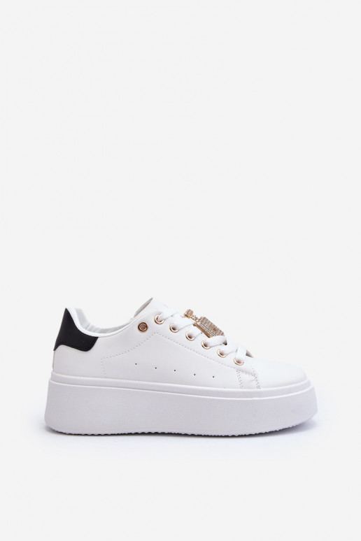 Chaussures modèle baskets avec ornements de couleur blanche Celedria