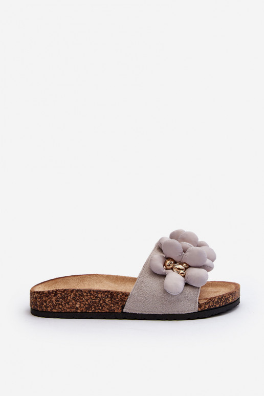 Chaussons pour femmes avec de beaux détails de couleur grise Bunlia Chaussons pour femmes avec de beaux détails de couleur grise Bunlia