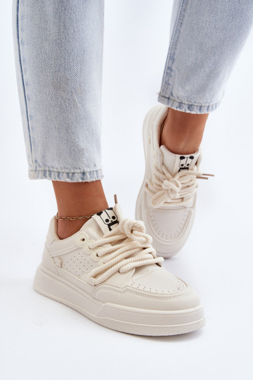 Chaussures de sport en simili cuir couleur sable Avanalis