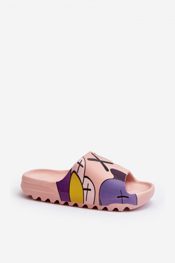 Rubberen pantoffels met roze monsters 2