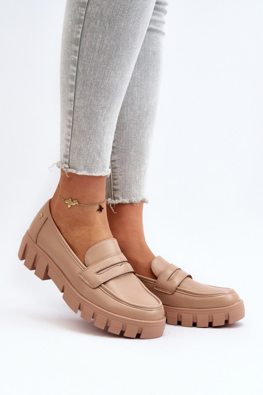 Mocassins en éco-cuir beige Seravisa