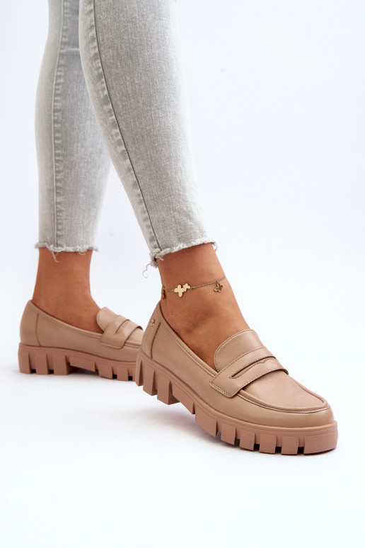 Mocassins en éco-cuir beige Seravisa