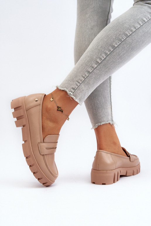 Mocassins gemaakt van eco-leer beige Seravisa