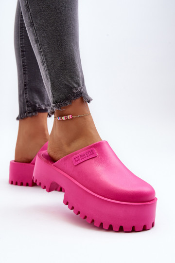 Damespantoffels met modieuze massieve zolen Big Star NN274019 roze kleur