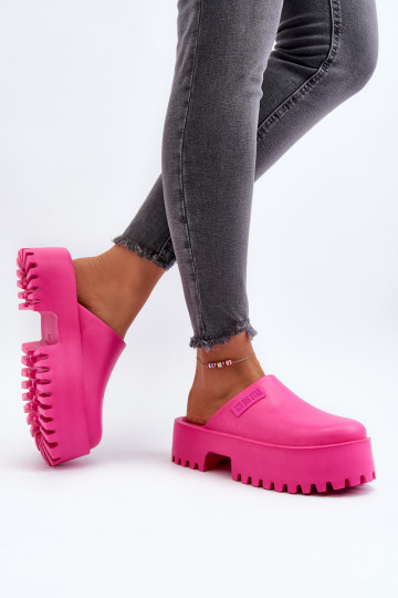 Damespantoffels met modieuze massieve zolen Big Star NN274019 roze kleur 2