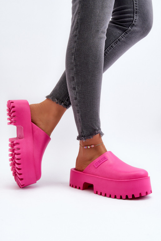Chaussons pour femmes à semelles massives à la mode Big Star NN274019 couleur rose Chaussons pour femmes à semelles massives à la mode Big Star NN274019 couleur rose