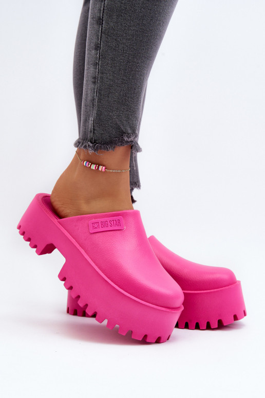 Chaussons pour femmes à semelles massives à la mode Big Star NN274019 couleur rose Chaussons pour femmes à semelles massives à la mode Big Star NN274019 couleur rose