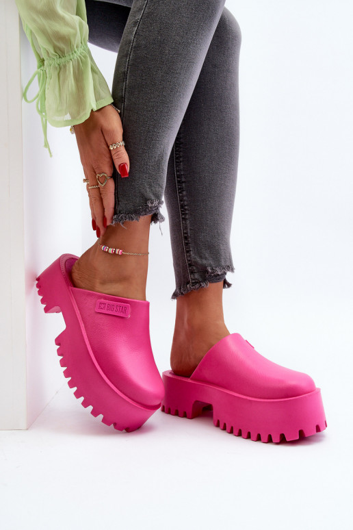 Chaussons pour femmes à semelles massives à la mode Big Star NN274019 couleur rose Chaussons pour femmes à semelles massives à la mode Big Star NN274019 couleur rose