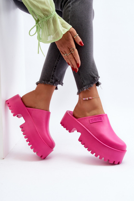 Chaussons pour femmes à semelles massives à la mode Big Star NN274019 couleur rose Chaussons pour femmes à semelles massives à la mode Big Star NN274019 couleur rose
