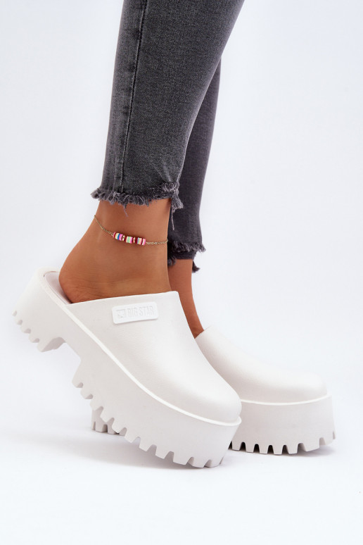 Pantoufles à semelles massives à la mode Big Star NN274015 couleur blanche