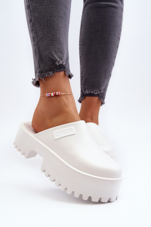 Slippers met modieuze massieve zolen Big Star NN274015 witte kleur Slippers met modieuze massieve zolen Big Star NN274015 witte kleur