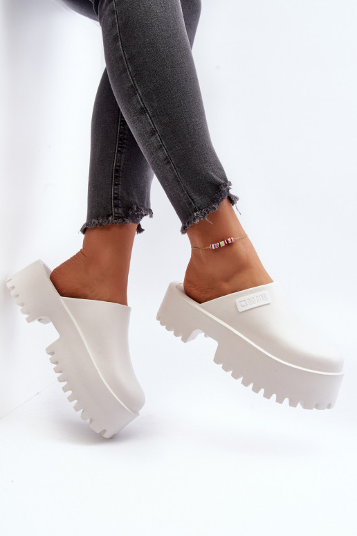 Slippers met modieuze massieve zolen Big Star NN274015 witte kleur Slippers met modieuze massieve zolen Big Star NN274015 witte kleur