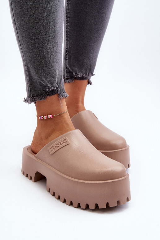 Slippers met modieuze massieve zool Big Star NN274016 beige