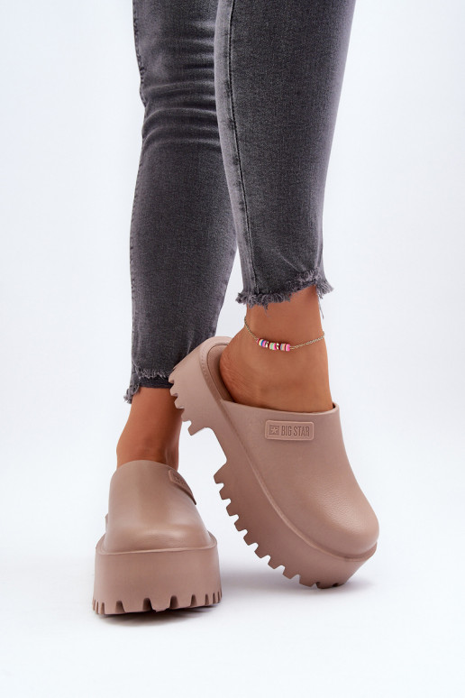 Slippers met modieuze massieve zool Big Star NN274016 beige