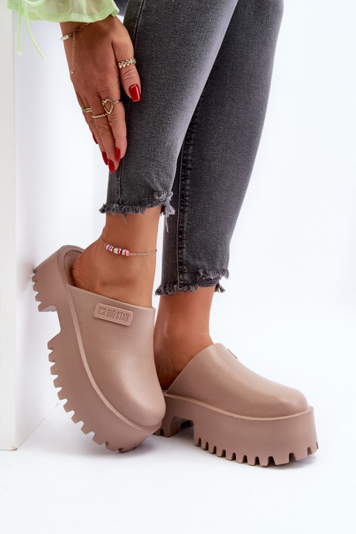 Chaussons à semelles massives tendance Big Star NN274016 beige