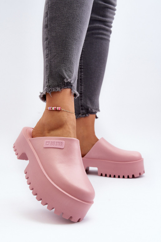 Slippers met modieuze massieve zolen Big Star NN274020 roze kleur