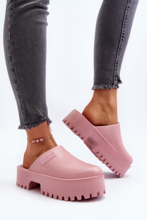 Chaussons à semelles massives à la mode Big Star NN274020 couleur rose