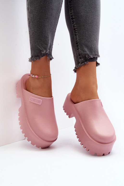 Chaussons à semelles massives à la mode Big Star NN274020 couleur rose