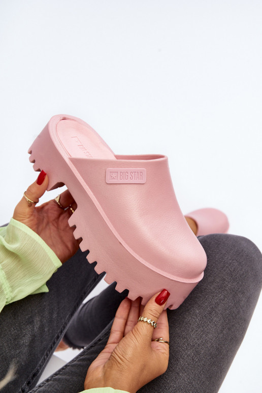 Slippers met modieuze massieve zolen Big Star NN274020 roze kleur