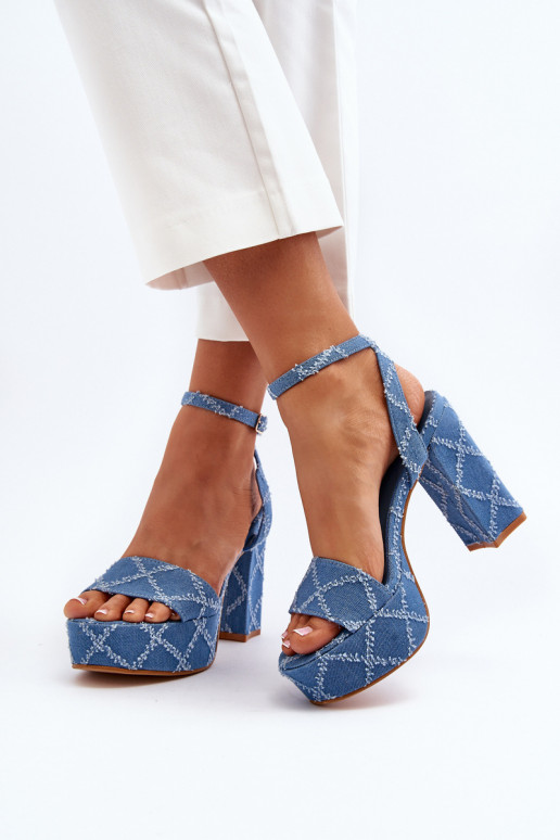 Denim sandalen met hakken in de blauwe kleur Acrana