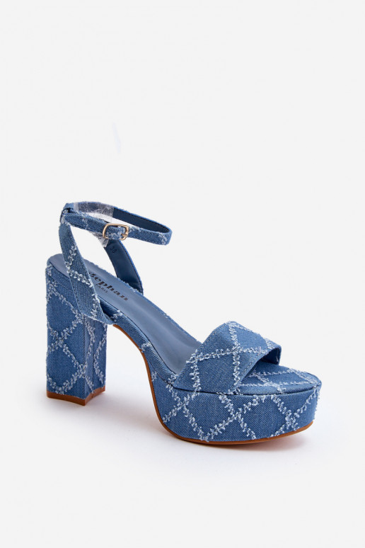 Sandales à talons en jean de couleur bleue Acrana
