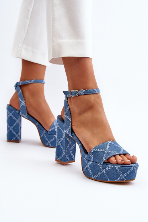 Sandales à talons en jean de couleur bleue Acrana