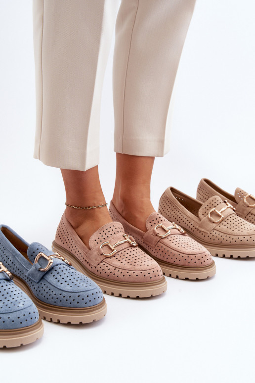 Opengewerkte damesmocassins met ornamenten in bruin Talesse Opengewerkte damesmocassins met ornamenten in bruin Talesse