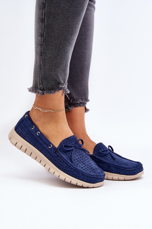 Mocassins avec rubans pour femmes en bleu marine Reece