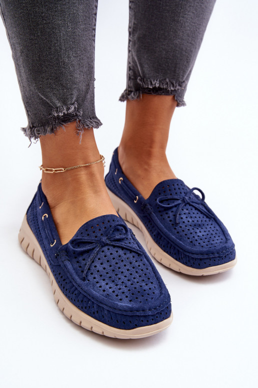 Mocassins avec rubans pour femmes en bleu marine Reece