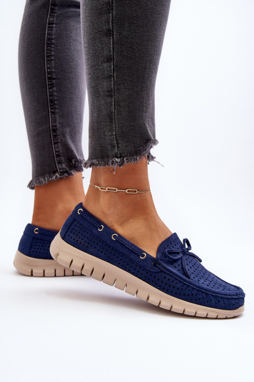 Mocassins avec rubans pour femmes en bleu marine Reece