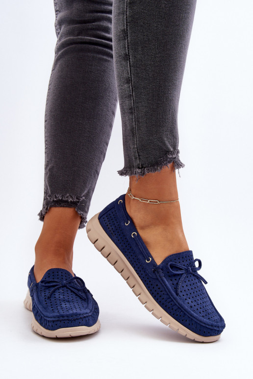 Mocassins avec rubans pour femmes en bleu marine Reece