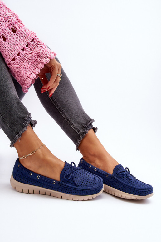 Mocassins avec rubans pour femmes en bleu marine Reece