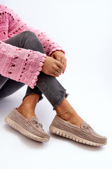 Mocassins pour femmes avec rubans beiges Reece 2