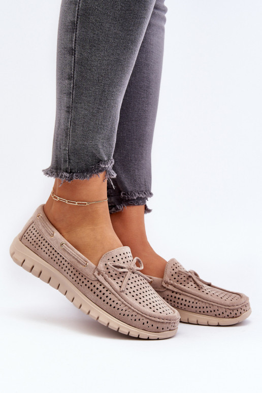 Damenmokassins mit Bändern in Beige Reece