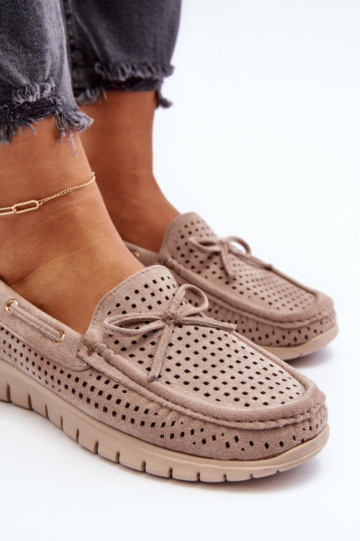 Damenmokassins mit Bändern in Beige Reece