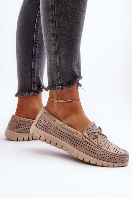 Damenmokassins mit Bändern in Beige Reece