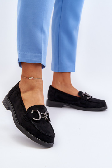Elegante suède mocassins met ornamenten in zwart Echonesa
