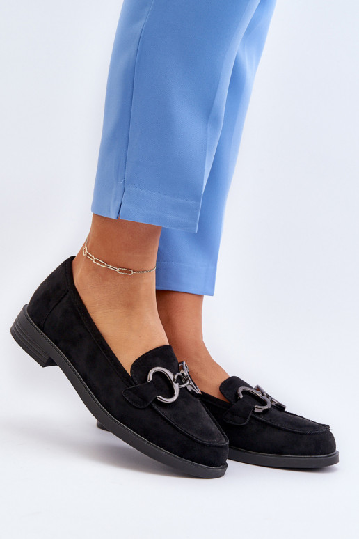 Mocassins élégants en daim avec ornements en noir Echonesa